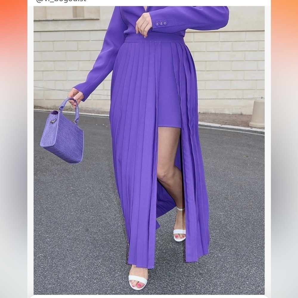 The Drop Women's Heliotrope Half Open Pleated Skirt new